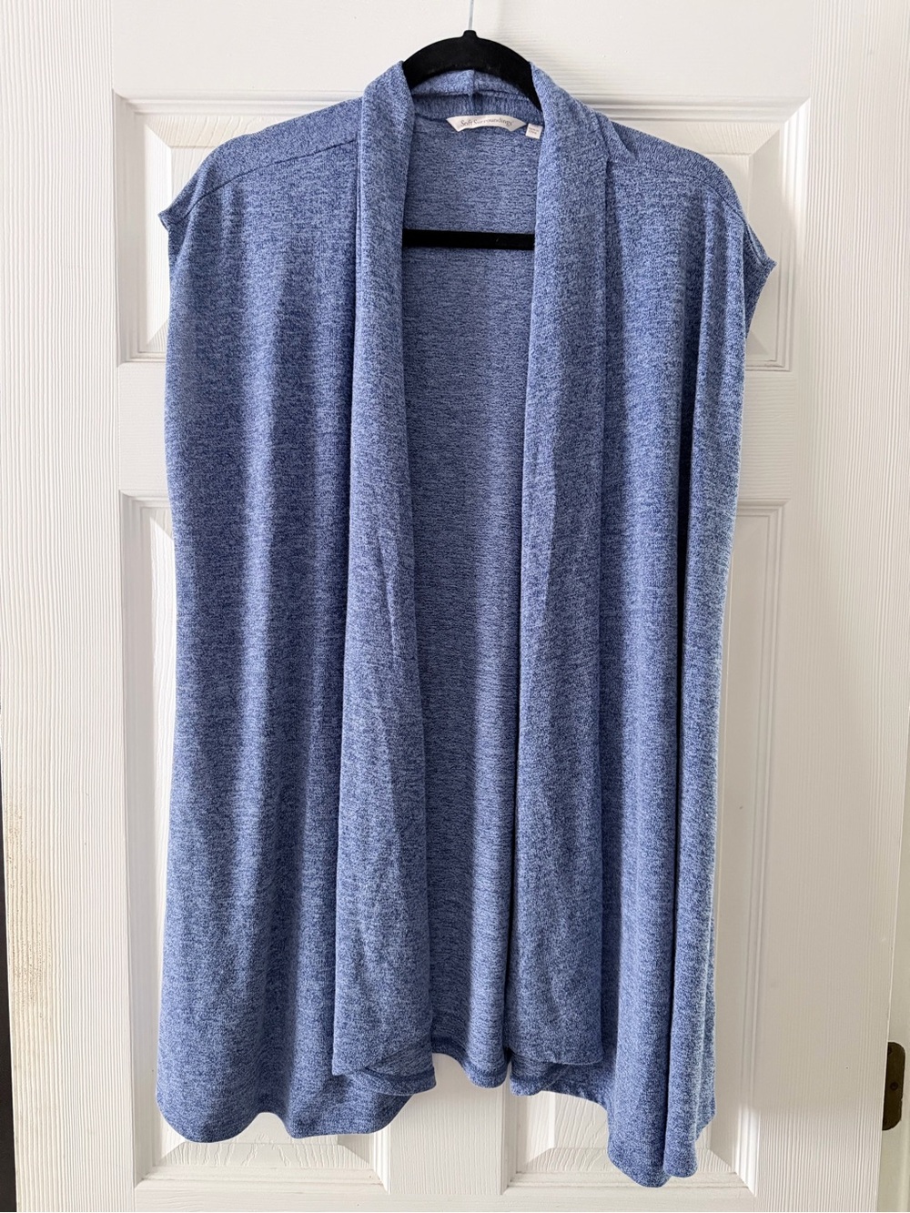 Soft Surroundings Blue Open-Front Sleeveless Cardigan Vest